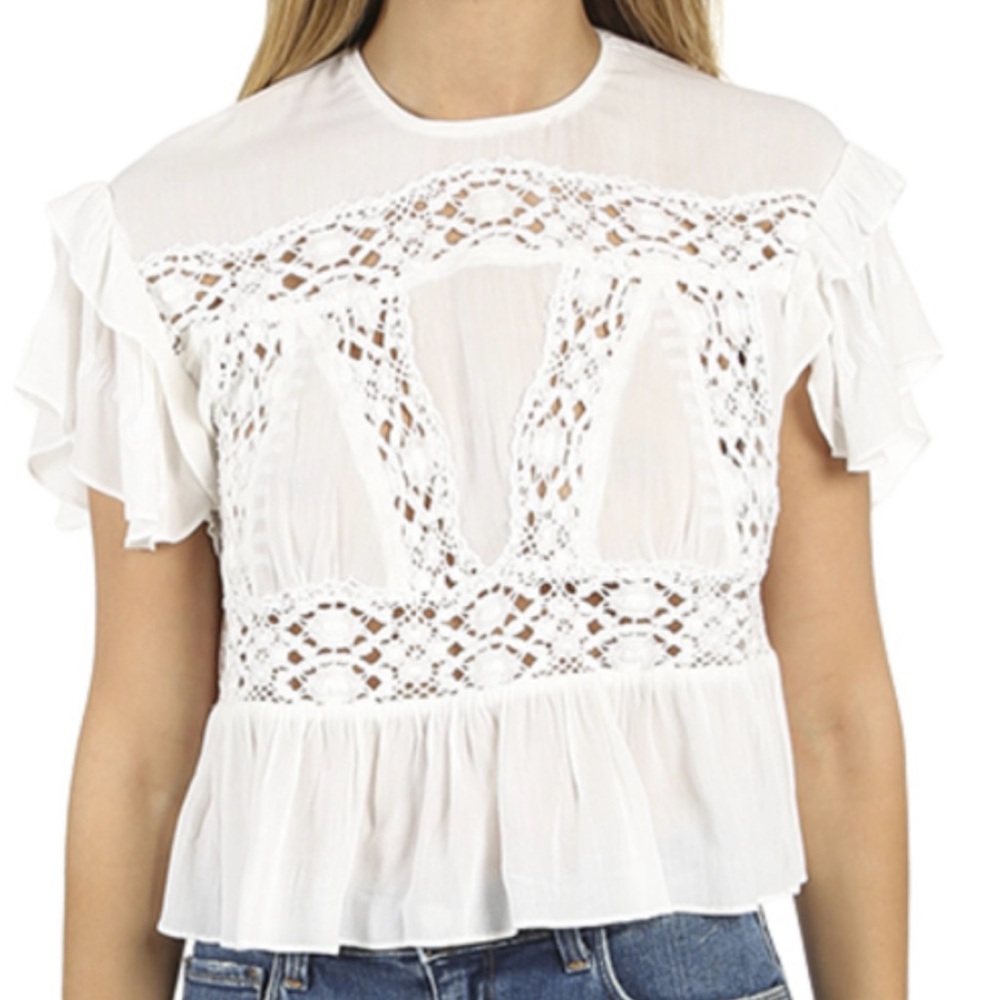 IRO White Lace Women's Blouse, size 40